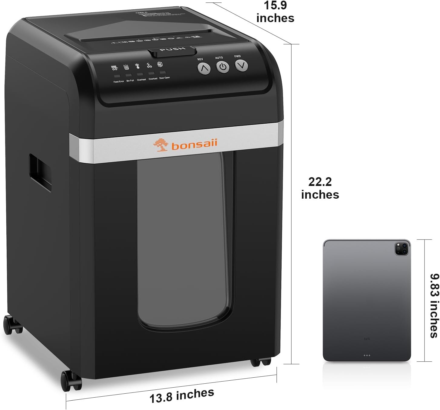 image:imageBonsaii 200Sheet Auto Feed Paper Shredder 60Min Nonstop Heavy Duty Shredders for Office 81Gal Bin P4 High Security Micro Cut Large Commercial Paper Shredder for Business C283A New VersionBlack