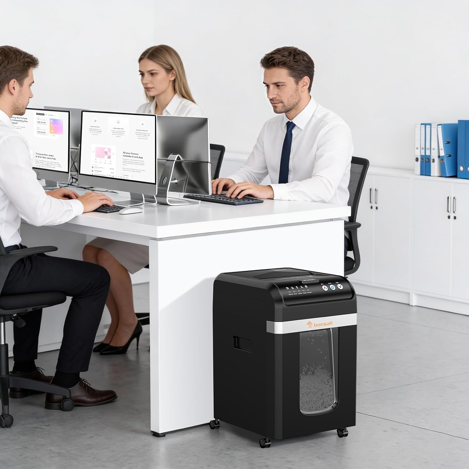 image:imageBonsaii 200Sheet Auto Feed Paper Shredder 60Min Nonstop Heavy Duty Shredders for Office 81Gal Bin P4 High Security Micro Cut Large Commercial Paper Shredder for Business C283A New VersionBlack