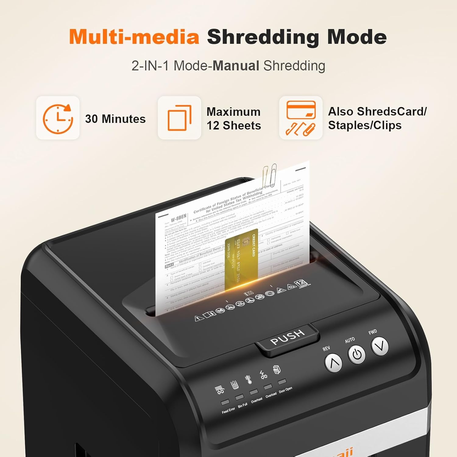 image:imageBonsaii 200Sheet Auto Feed Paper Shredder 60Min Nonstop Heavy Duty Shredders for Office 81Gal Bin P4 High Security Micro Cut Large Commercial Paper Shredder for Business C283A New VersionBlack