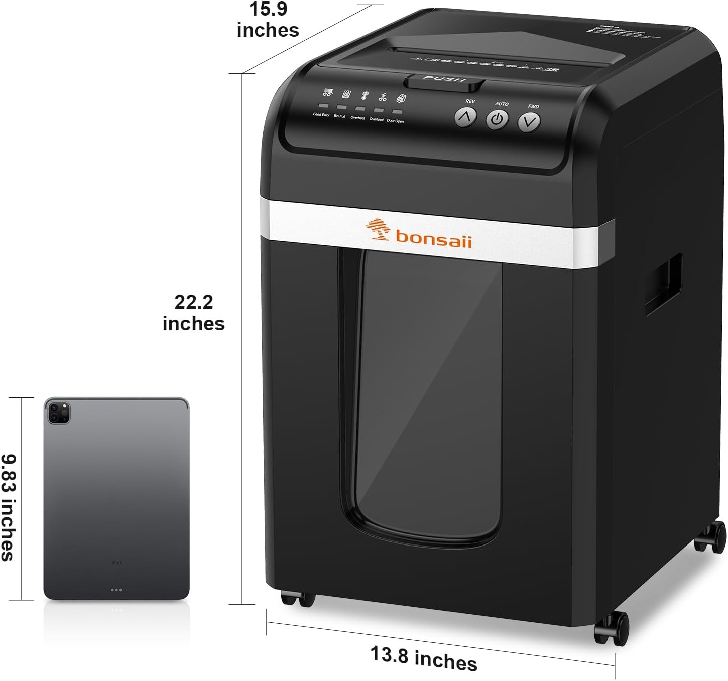 image:imageBonsaii 200Sheet Auto Feed Paper Shredder 60Min Nonstop Heavy Duty Shredders for Office 81Gal Bin P4 High Security Micro Cut Large Commercial Paper Shredder for Business C283A New VersionBlack