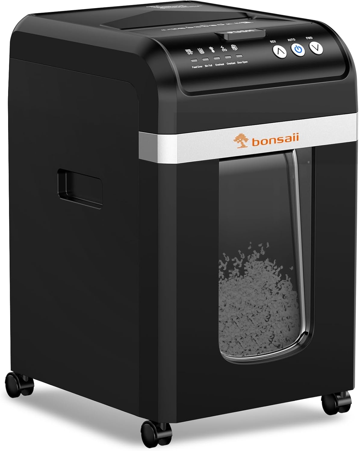 image:imageBonsaii 200Sheet Auto Feed Paper Shredder 60Min Nonstop Heavy Duty Shredders for Office 81Gal Bin P4 High Security Micro Cut Large Commercial Paper Shredder for Business C283A New VersionBlack