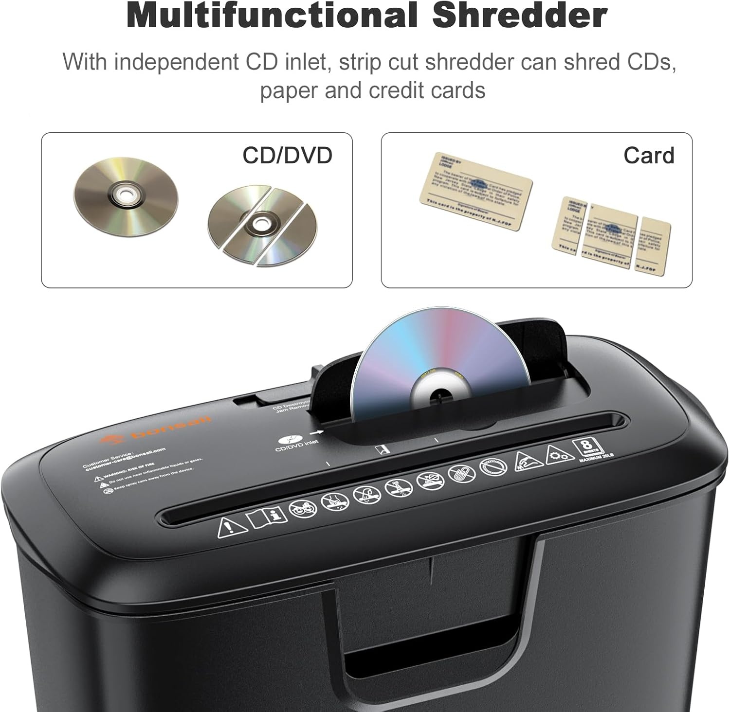 image:imageBonsaii 8 Sheet Strip Cut S120C Paper Shredder for Home Office Use amp 12 Pack Lubricant Sheets