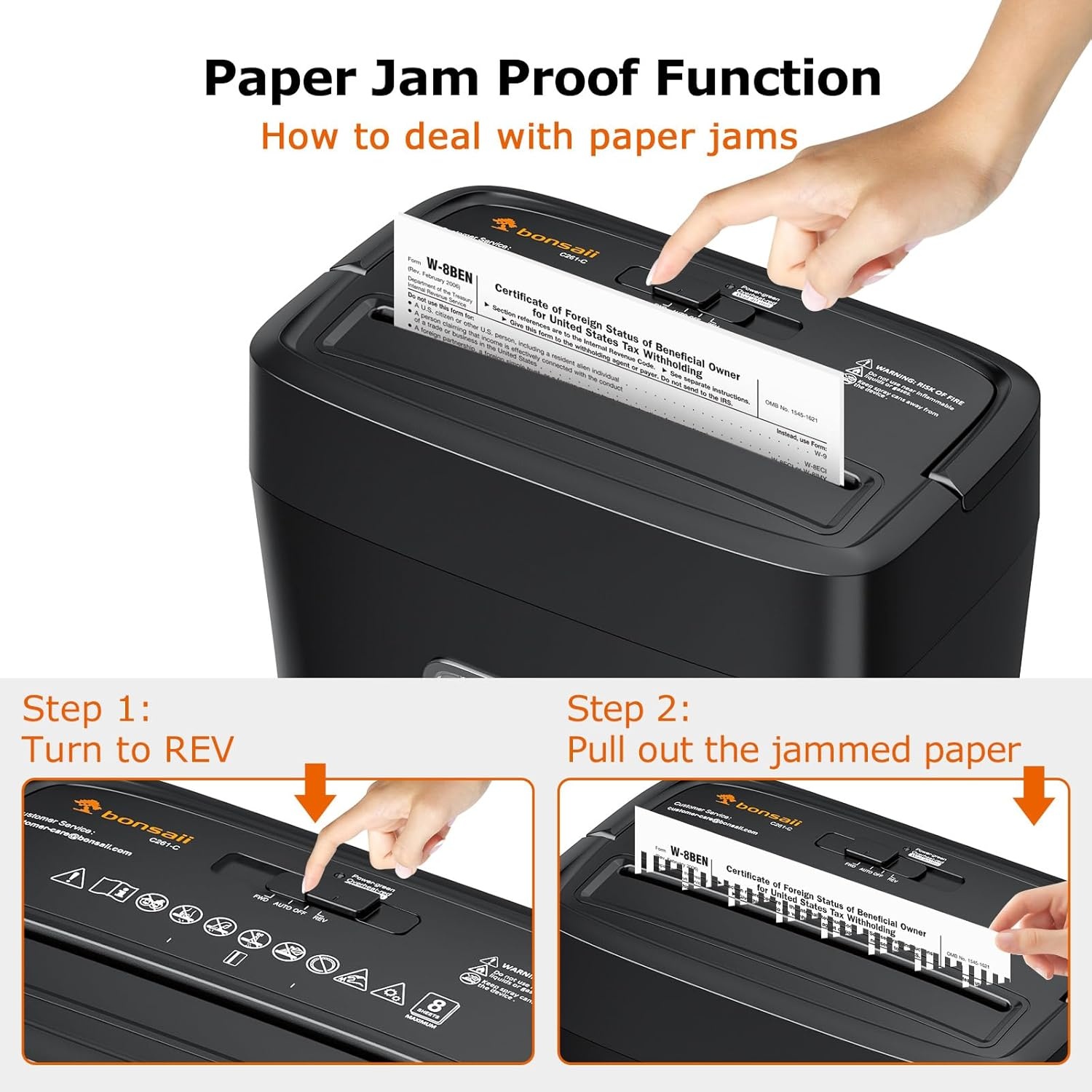image:imageBonsaii Paper Shredder 8Sheet Crosscut Home Office Shredder with 42 Gallon Bin P4 Security Level Document Shredder Shred Credit CardMailStapleClip C261C UpdatedCrosscut 8 Sheet