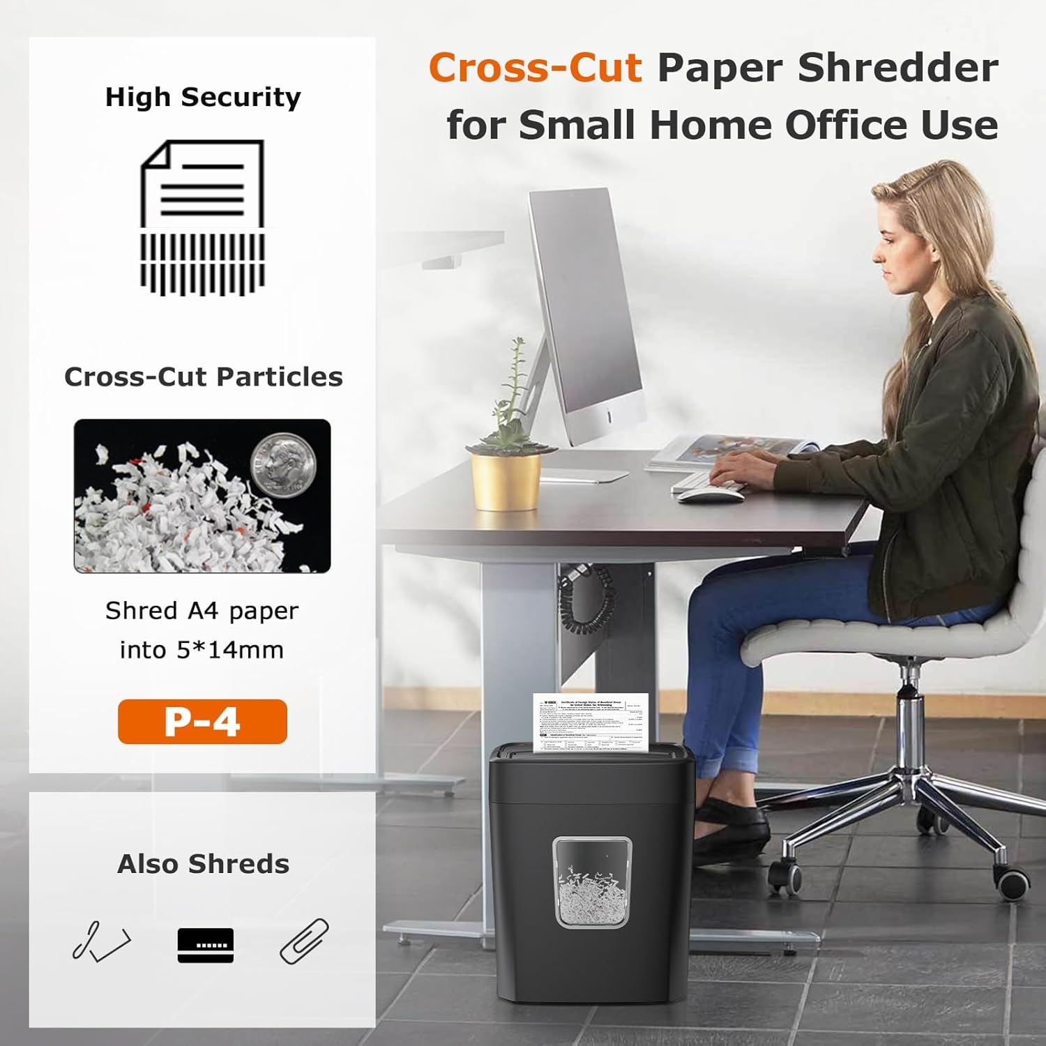 image:imageBonsaii Paper Shredder 8Sheet Crosscut Home Office Shredder with 42 Gallon Bin P4 Security Level Document Shredder Shred Credit CardMailStapleClip C261C UpdatedCrosscut 8 Sheet Updated