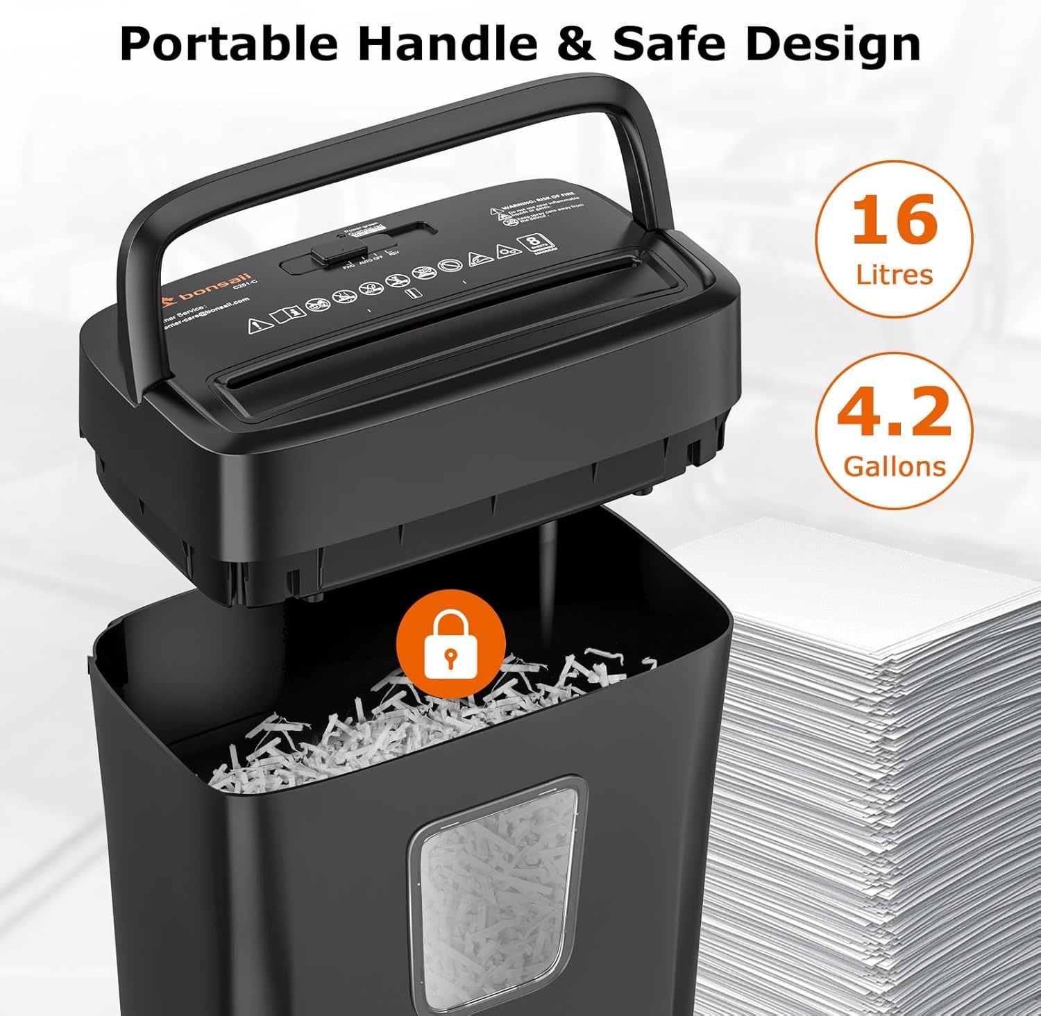 image:imageBonsaii Paper Shredder 8Sheet Crosscut Home Office Shredder with 42 Gallon Bin P4 Security Level Document Shredder Shred Credit CardMailStapleClip C261C UpdatedCrosscut 8 Sheet Updated
