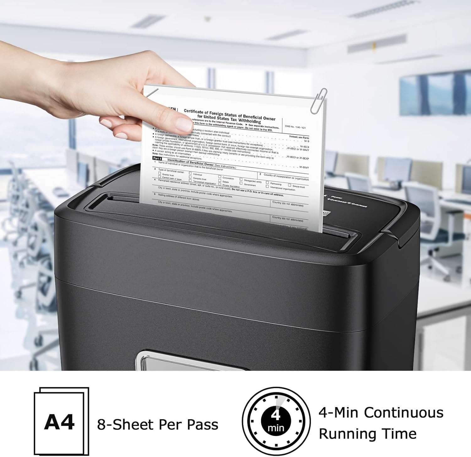 image:imageBonsaii Paper Shredder 8Sheet Crosscut Home Office Shredder with 42 Gallon Bin P4 Security Level Document Shredder Shred Credit CardMailStapleClip C261C UpdatedCrosscut 8 Sheet Updated