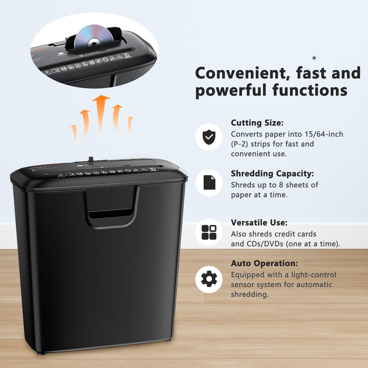 image:imageBonsaii Secure Shredder Home Office Shredder high Security 6Sheet CrossCut shredding for documents Mail Staples Credit Cards Equipped Convenient Handle 34Gallon Wastebasket White amp BlueBlack