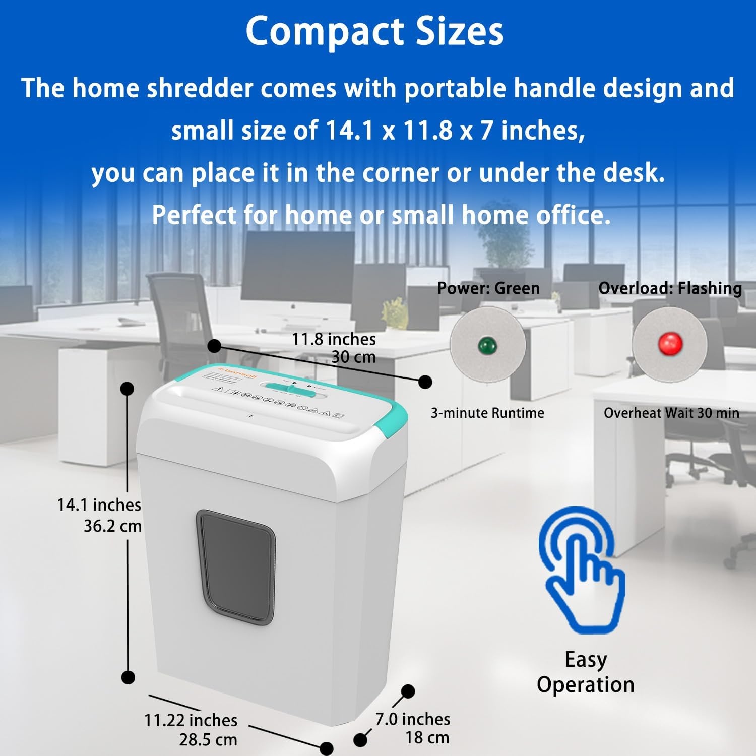 image:imageBonsaii Secure Shredder Home Office Shredder high Security 6Sheet CrossCut shredding for documents Mail Staples Credit Cards Equipped Convenient Handle 34Gallon Wastebasket White amp BlueWhite and Blue