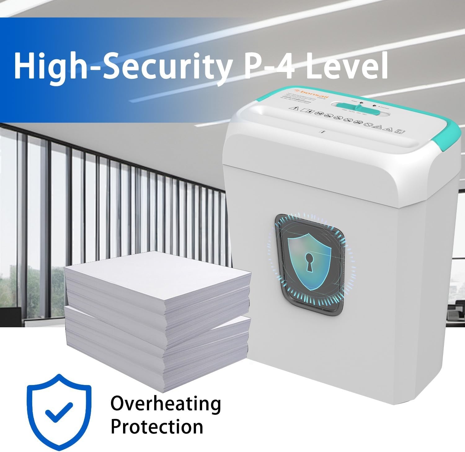 image:imageBonsaii Secure Shredder Home Office Shredder high Security 6Sheet CrossCut shredding for documents Mail Staples Credit Cards Equipped Convenient Handle 34Gallon Wastebasket White amp BlueWhite and Blue
