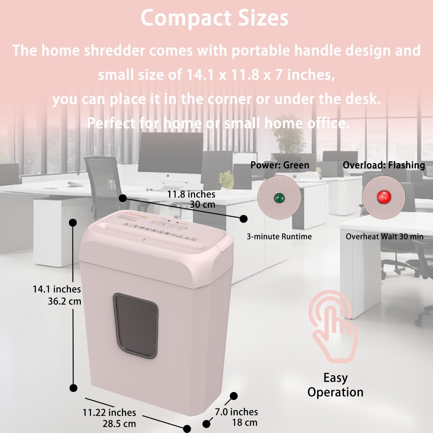 image:imageBonsaii Secure Shredder Home Office Shredder high Security 6Sheet CrossCut shredding for documents Mail Staples Credit Cards Equipped Convenient Handle 34Gallon Wastebasket White amp BluePink