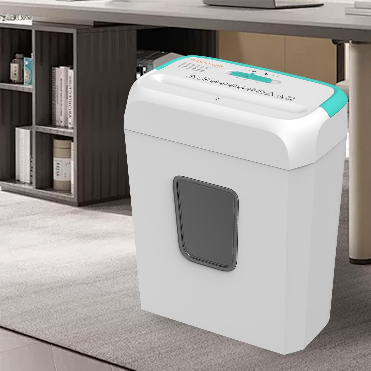 image:imageBonsaii Secure Shredder Home Office Shredder high Security 6Sheet CrossCut shredding for documents Mail Staples Credit Cards Equipped Convenient Handle 34Gallon Wastebasket White amp BlueWhite and Blue