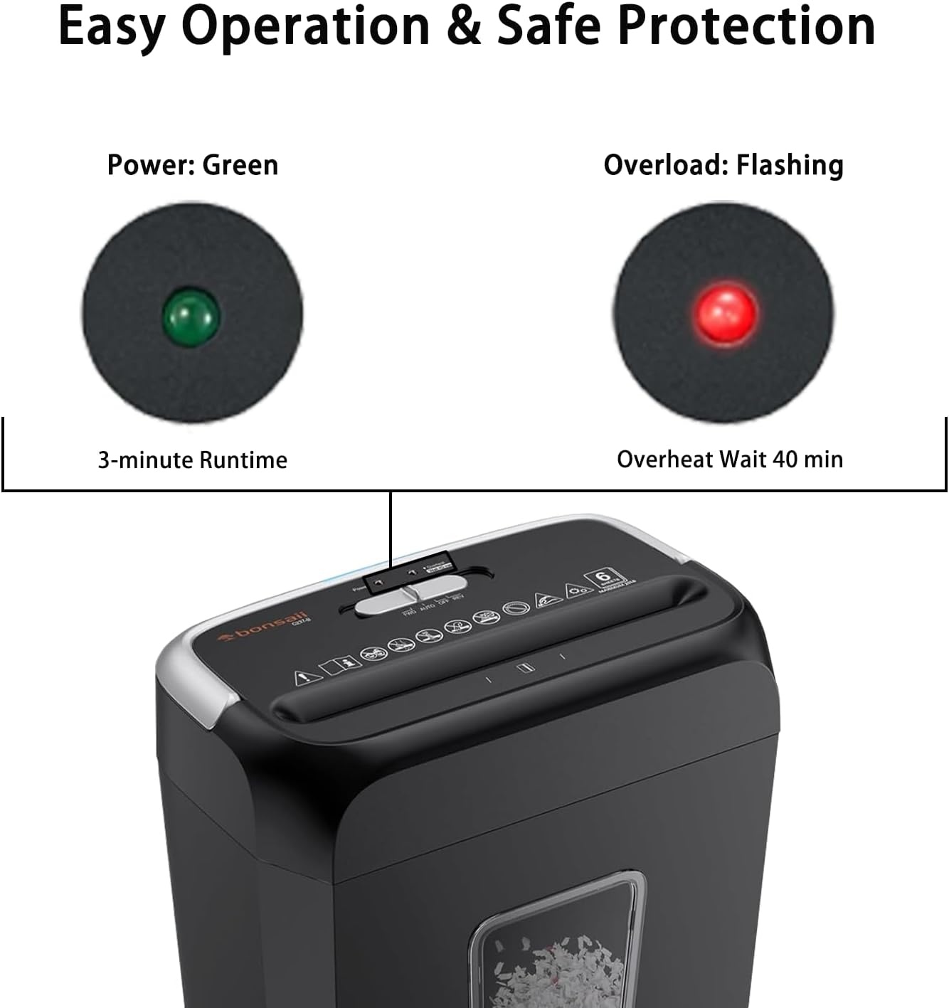 image:imageBonsaii Secure Shredder Home Office Shredder high Security 6Sheet CrossCut shredding for documents Mail Staples Credit Cards Equipped Convenient Handle 34Gallon Wastebasket White amp BlueBlack