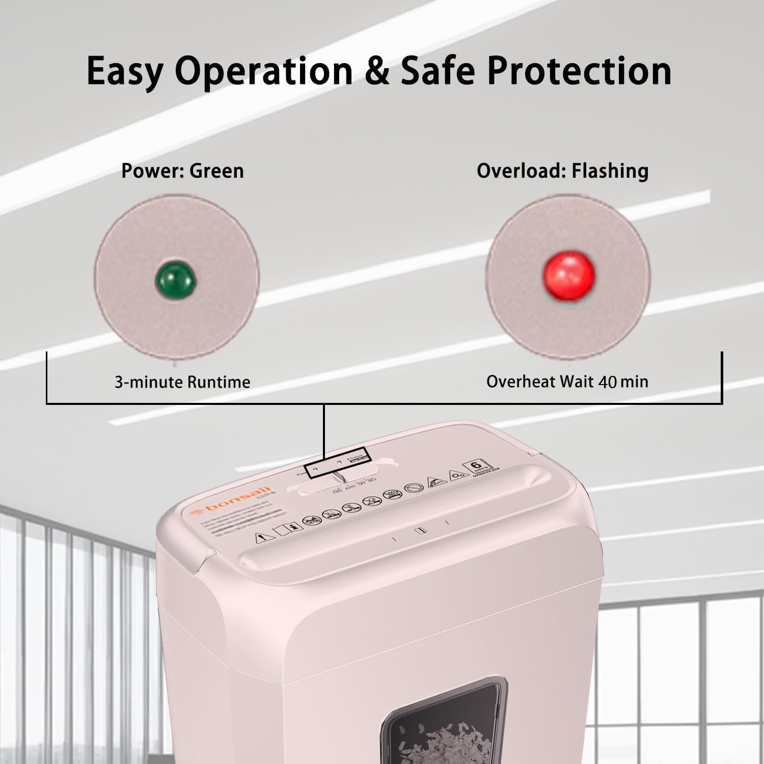 image:imageBonsaii Secure Shredder Home Office Shredder high Security 6Sheet CrossCut shredding for documents Mail Staples Credit Cards Equipped Convenient Handle 34Gallon Wastebasket White amp BluePink