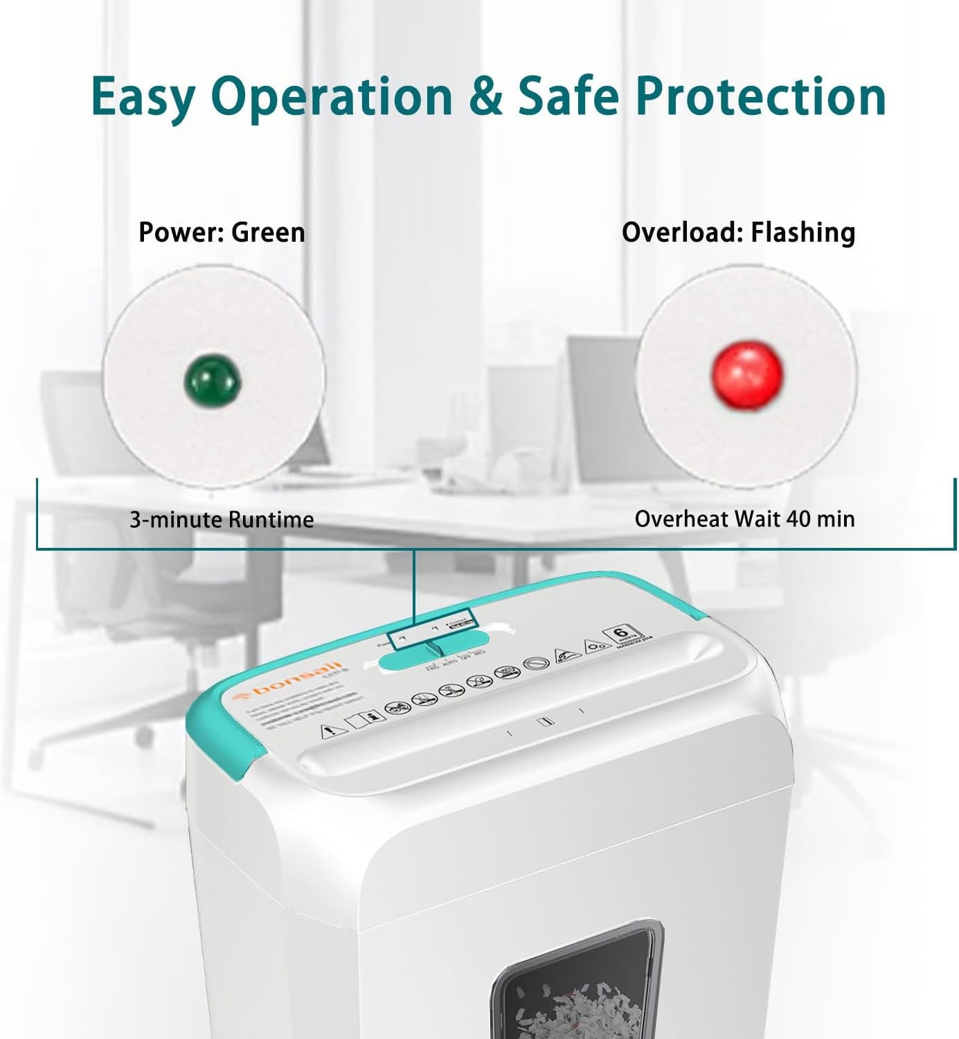 image:imageBonsaii Secure Shredder Home Office Shredder high Security 6Sheet CrossCut shredding for documents Mail Staples Credit Cards Equipped Convenient Handle 34Gallon Wastebasket White amp BlueWhite and Blue