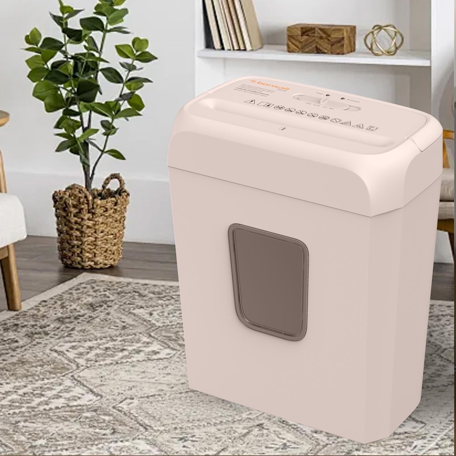 image:imageBonsaii Secure Shredder Home Office Shredder high Security 6Sheet CrossCut shredding for documents Mail Staples Credit Cards Equipped Convenient Handle 34Gallon Wastebasket White amp BluePink