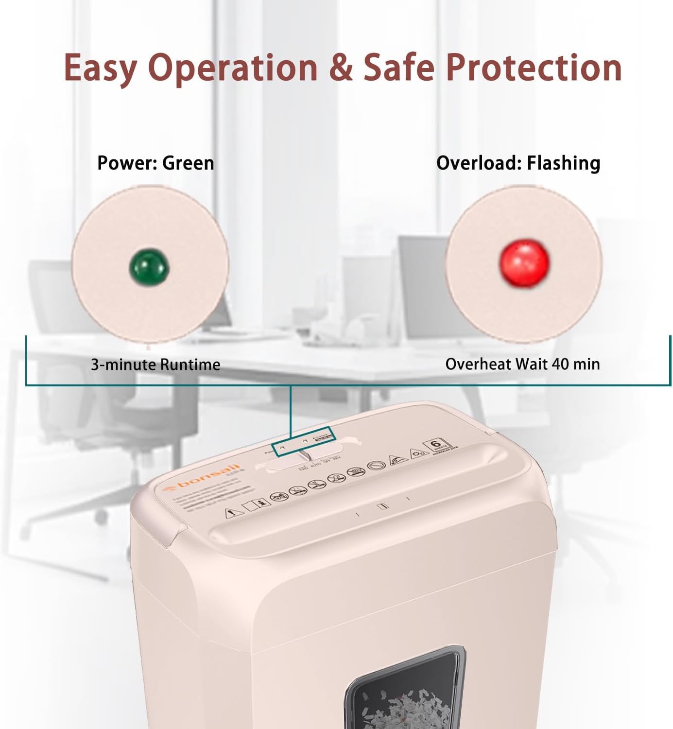 image:imageBonsaii Secure Shredder Home Office Shredder high Security 6Sheet CrossCut shredding for documents Mail Staples Credit Cards Equipped Convenient Handle 34Gallon Wastebasket White amp BluePink