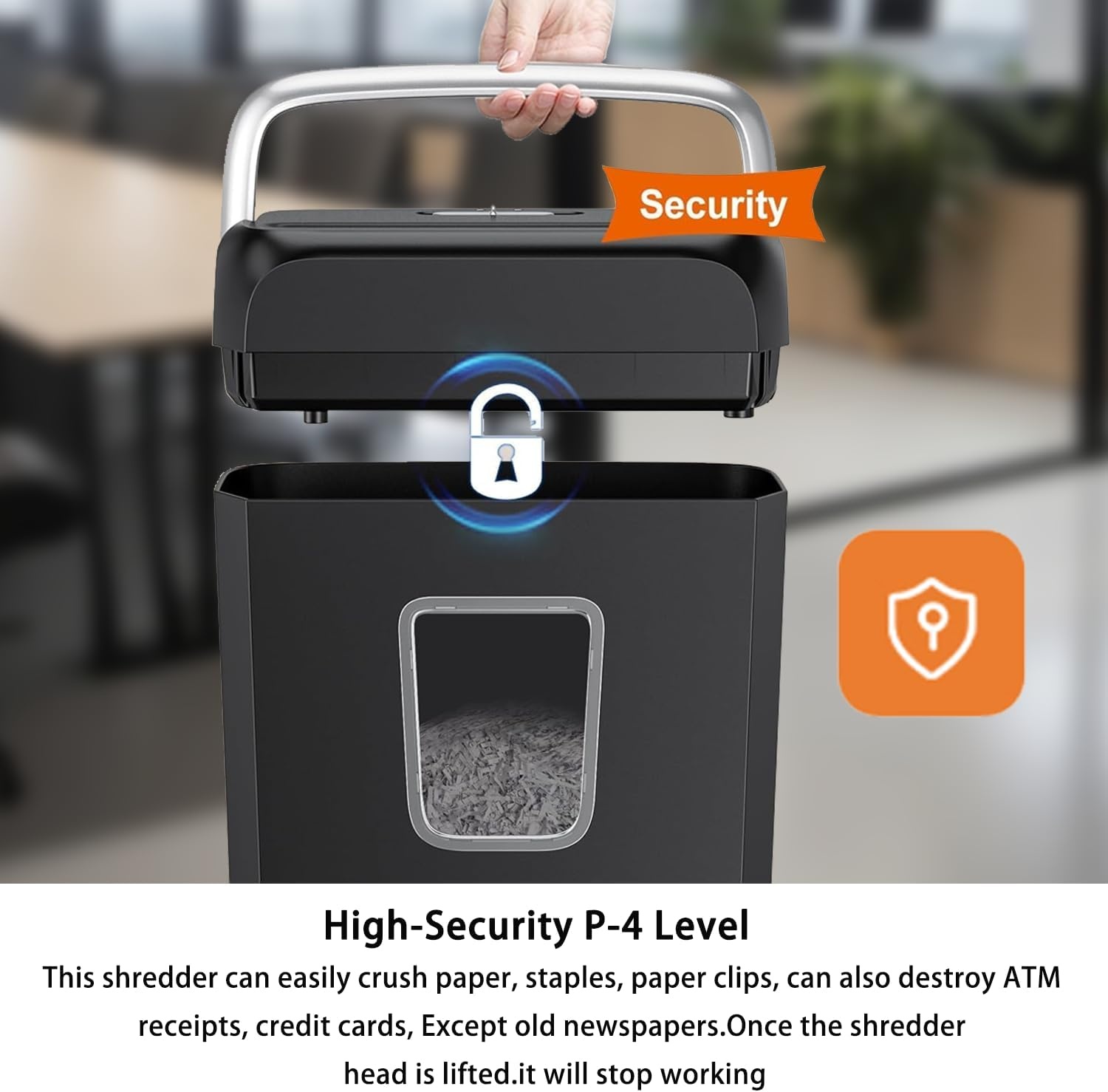 image:imageBonsaii Secure Shredder Home Office Shredder high Security 6Sheet CrossCut shredding for documents Mail Staples Credit Cards Equipped Convenient Handle 34Gallon Wastebasket White amp BlueBlack