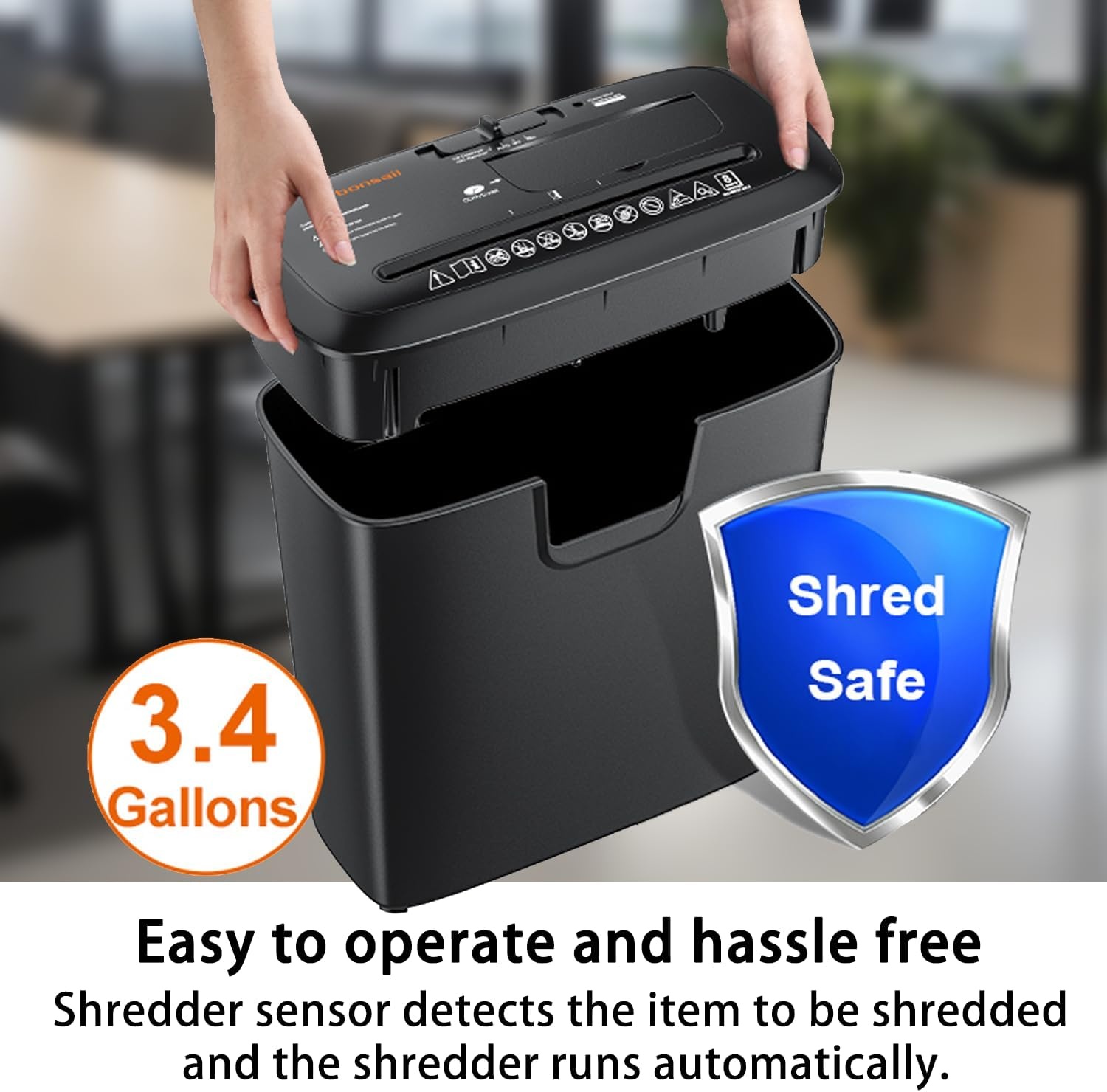 image:imageBonsaii Secure Shredder Home Office Shredder high Security 6Sheet CrossCut shredding for documents Mail Staples Credit Cards Equipped Convenient Handle 34Gallon Wastebasket White amp BlueBlack
