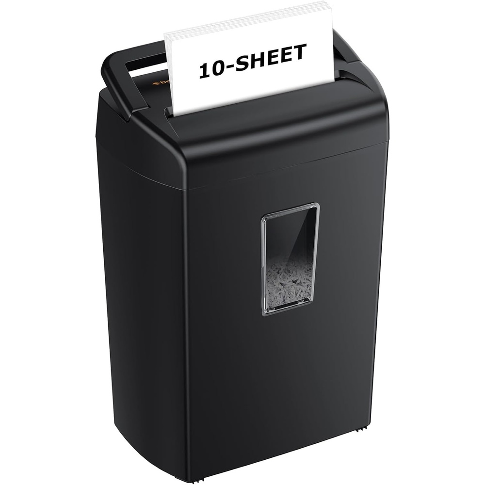 image:imageBonsaii 10Sheet Cross Cut Paper Shredder 55 Gal Home Office Heavy Duty Shredder for Credit Card Staple Clip with Transparent WindowC209D1 0 Sheet Crosscut