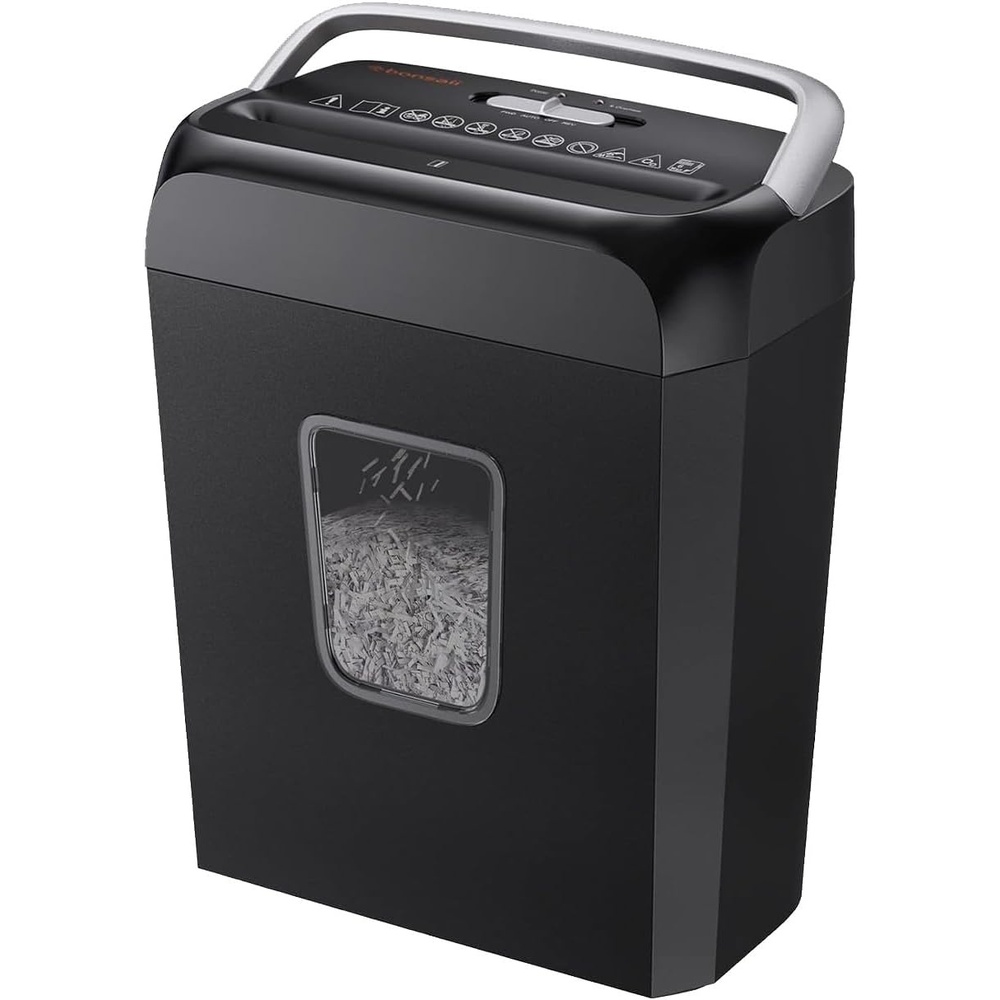 image:imageBonsaii Secure Shredder Home Office Shredder high Security 6Sheet CrossCut shredding for documents Mail Staples Credit Cards Equipped Convenient Handle 34Gallon Wastebasket White amp BlueBlack